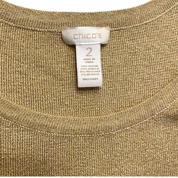 Chico's Size 2 (L/12) Golden Rayon Blend Sleeveless Stretchy Tank Top Going out - Picture 7 of 9